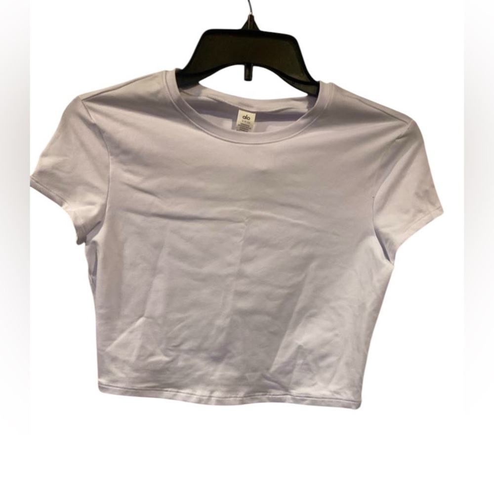 NWT Alo Yoga alosoft cropped finesse short sleeve WHITE Size S - Picture 3 of 5